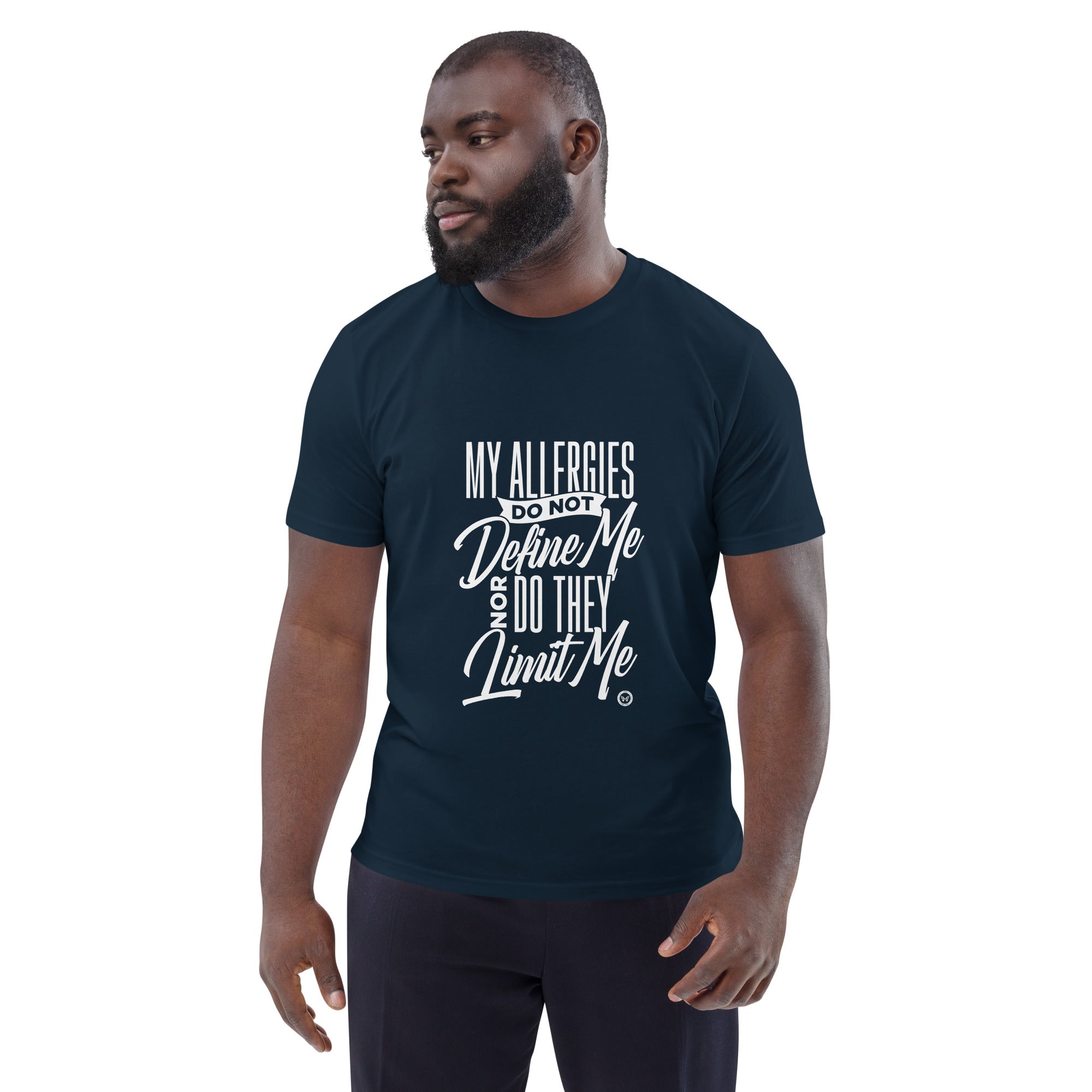 Mens &#39;My allergies do not limit me&#39; organic cotton t-shirt