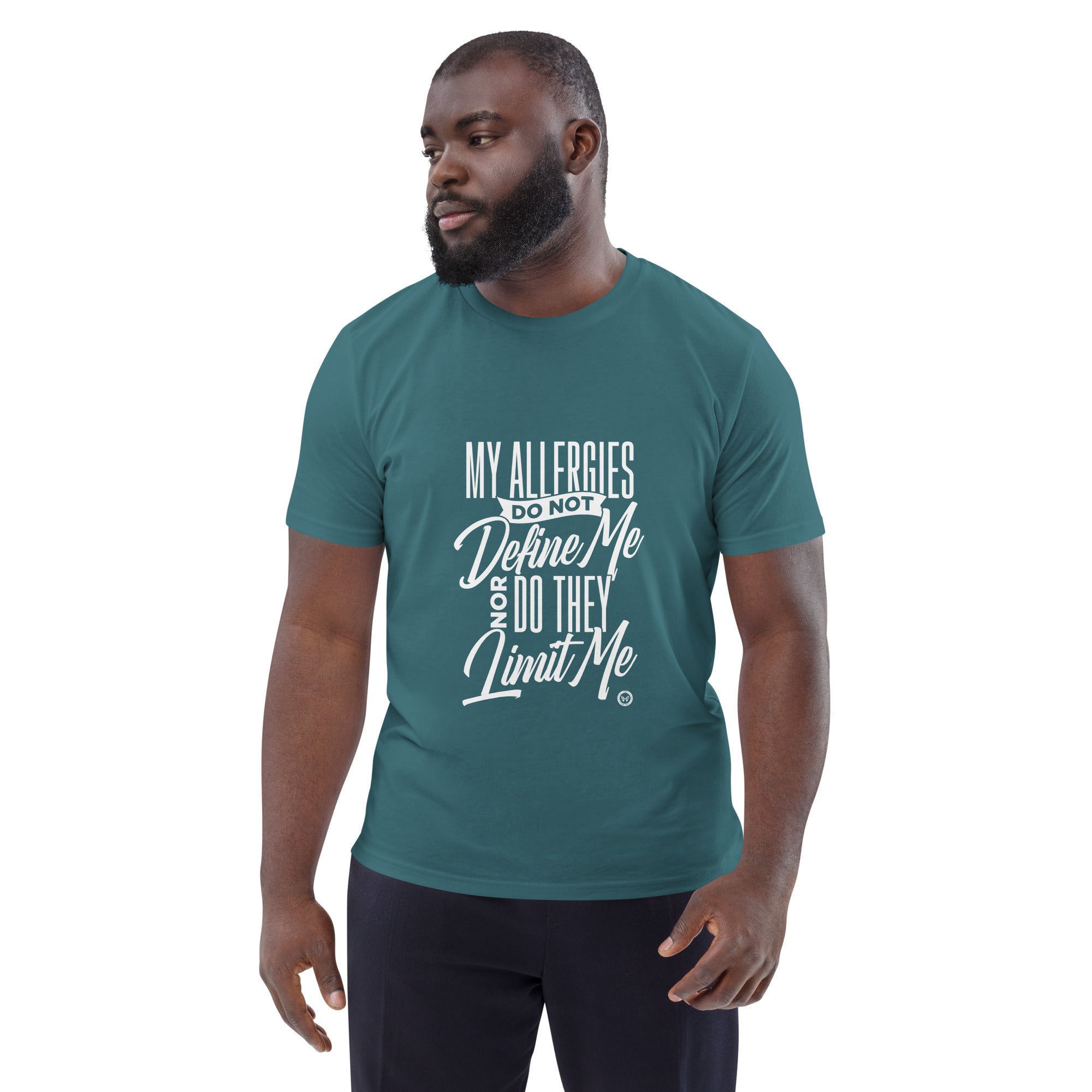 Mens &#39;My allergies do not limit me&#39; organic cotton t-shirt