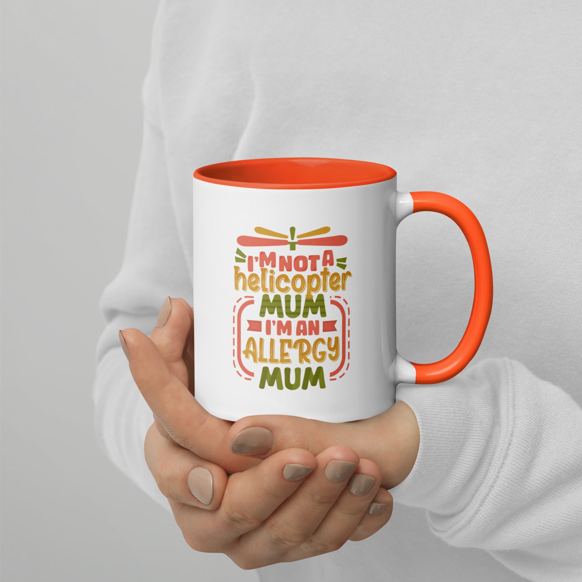 &#39;Im not a helicopter mum&#39; mug with colour insude