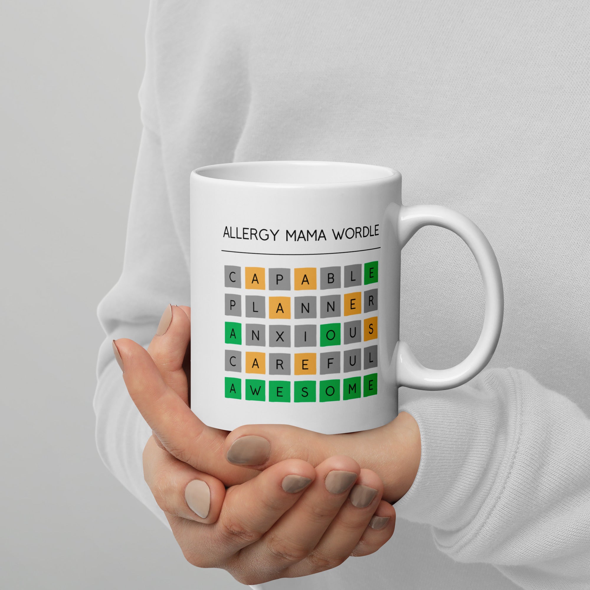 &quot;Allergy Mum Wordle&quot; mug